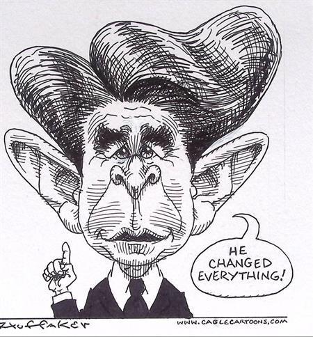 Pentekening Amerika - Reagan Bush (lijst optie, Tekeningen), Antiek en Kunst, Kunst | Tekeningen en Foto's, Verzenden