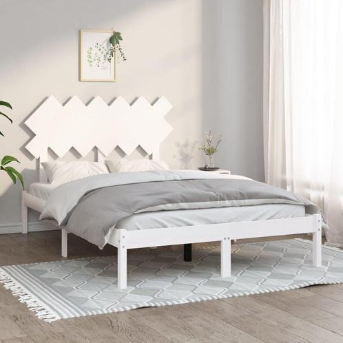 vidaXL Bedframe massief hout wit 120x200 cm, Huis en Inrichting, Slaapkamer | Bedden, 120 cm, 200 cm, Wit, Twijfelaar, Nieuw, Hout