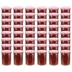 vidaXL Jampotten met wit met rode deksels 48 st 400 ml glas