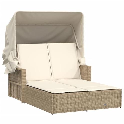 Ligbed 2-persoons Beige - Retourdeal - 40% Korting!, Tuin en Terras, Ligbedden, Verstelbaar, Nieuw, Rotan, Ophalen of Verzenden