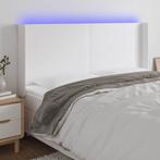 vidaXL Hoofdbord LED 203x16x118/128 cm kunstleer wit, Verzenden, Nieuw, Wit, Overige materialen
