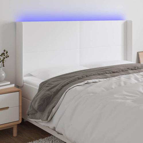 vidaXL Hoofdbord LED 203x16x118/128 cm kunstleer wit, Huis en Inrichting, Slaapkamer | Bedden, Wit, Nieuw, Overige materialen