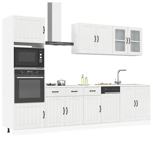 vidaXL 7-delige Keukenkastenset Lucca bewerkt hout glanzend, Huis en Inrichting, Keuken | Keukenelementen, Wit, Nieuw, Verzenden