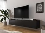 TV-Meubel mat zwart industrieel 180 cm zwevend TV kast, Overige materialen, Verzenden, 150 tot 200 cm, Nieuw
