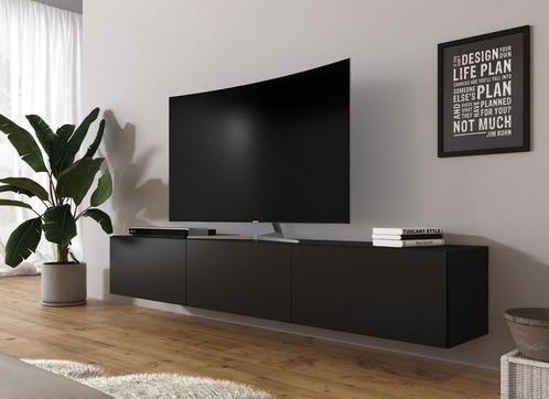 TV-Meubel mat zwart industrieel 180 cm zwevend TV kast, Huis en Inrichting, Kasten | Televisiemeubels, 150 tot 200 cm, 25 tot 50 cm