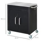 TRUUSK Keukentrolley met Wielen - Serveerwagen met Kast - Ha, Huis en Inrichting, Tafels | Bijzettafels, Verzenden, Nieuw