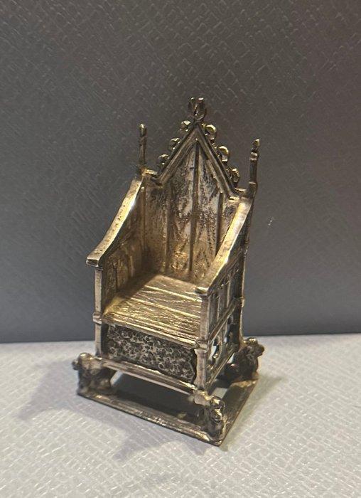 Miniatuur beeldje - Miniature throne chair - Zilver, Antiek en Kunst, Antiek | Goud en Zilver