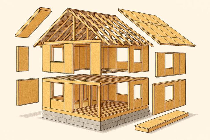 SIP - ISOLATIE - SANDWICH - PREFAB - BOUW PANELEN, Doe-het-zelf en Verbouw, Platen en Panelen, Nieuw, Hout, Ophalen of Verzenden