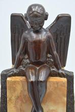 Bureauklok (3) - Piere Lenoir - Art Deco - Gepatineerd brons, Antiek en Kunst