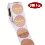 500 stickers labels rol handmade with love rose rosé  kraft, Nieuw, Ophalen of Verzenden