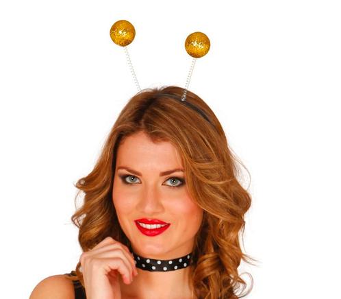 Haarband Bollen Goud Glitter, Hobby en Vrije tijd, Feestartikelen, Nieuw, Verzenden