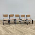 Tweedehands complete school set van Marko 5 stoelen , blauw, Huis en Inrichting, Stoelen, Ophalen of Verzenden, Gebruikt, Hout