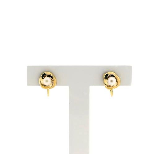 Gouden oorclips met cultivé parel | Vintage (oorstekers), Sieraden, Tassen en Uiterlijk, Oorbellen, Overige kleuren, Gebruikt