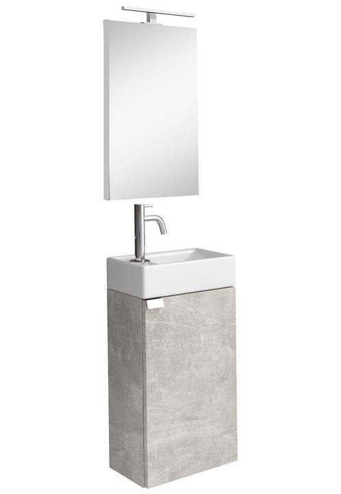 Toiletmeubel Apollo 40 x 22 cm Beton met Spiegel en LED, Huis en Inrichting, Badkamer | Badkamermeubels, Nieuw, Verzenden