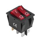 Dubbele ON-OFF schakelaar - 250V - 15A - Rood, Hobby en Vrije tijd, Ophalen of Verzenden, Nieuw