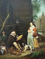 Hollandse school (XIX) - Handelaar bied zijn kip , kalkoen, Antiek en Kunst, Kunst | Schilderijen | Klassiek
