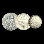 Frankrijk. 3 Silver (1x 1 Franc + 1x 5 Francs + 1x 100