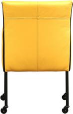 Gele leren moderne kuipstoel - poot rond zwart met wiel - To, Huis en Inrichting, Stoelen, Nieuw, Leer, Ophalen of Verzenden, Eén