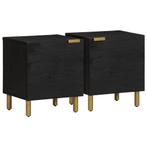 vidaXL Nachtkastje 2 st 40x33x46 cm massief mangohout zwart, Minder dan 45 cm, Verzenden, Nieuw, Minder dan 55 cm