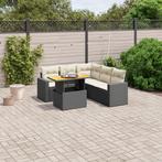 vidaXL 6-delige Loungeset met kussens poly rattan zwart, Tuin en Terras, Tuinsets en Loungesets, Verzenden, Nieuw, Rotan, Loungeset