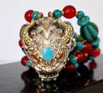 Turquoise - Rubis - Ketting - Divin - Dragon (druk) -, Antiek en Kunst