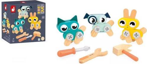 Janod BricoKids - Kleine Dieren - Zet 3 Grappige Dieren In, Kinderen en Baby's, Overige Kinderen en Baby's, Zo goed als nieuw