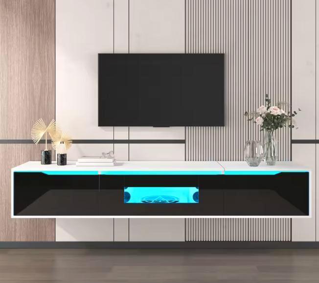 TV-meubel 180cm hoogglans met LED-verlichting en wandmontage, Huis en Inrichting, Haarden, Nieuw, Verzenden