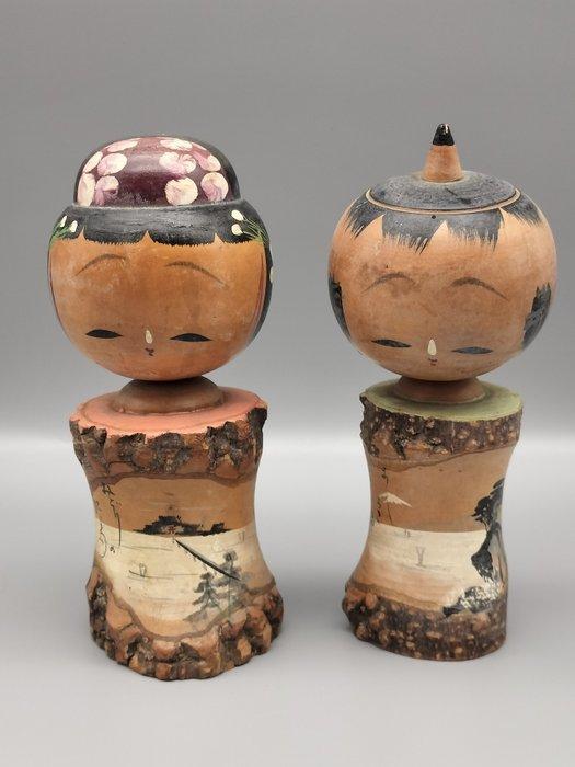 Creatieve Japanse kokeshi-poppen - Hout - Japan - Shwa, Antiek en Kunst, Curiosa en Brocante