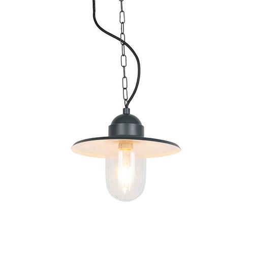 Landelijke buiten hanglamp donkergrijs IP44 - Kansas grafiet, Tuin en Terras, Buitenverlichting, Nieuw, 50 tot 250 watt, Overige materialen