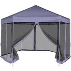 Partytent zeshoek 3,6x3,1m blauw met 6 zijwand, Tuin en Terras, Verzenden, Nieuw, 2 meter of meer, Partytent