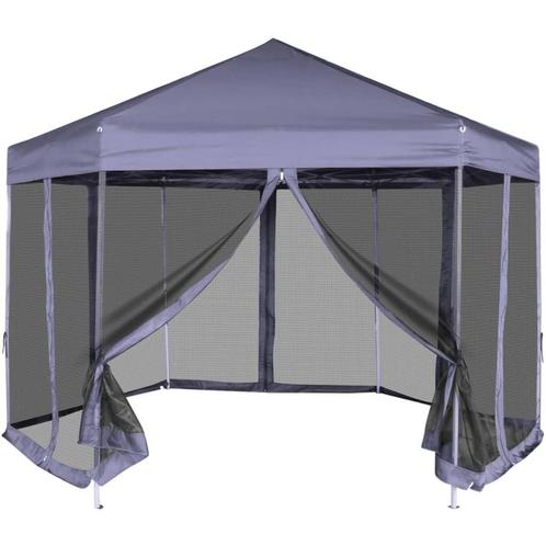 Partytent zeshoek 3,6x3,1m blauw met 6 zijwand, Tuin en Terras, Partytenten, Partytent, Nieuw, 2 meter of meer, Verzenden