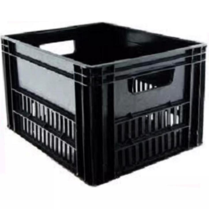 VDW Stevige zwarte kunststof krat - 40L - 43x35x27 cm - V..., Fietsen en Brommers, Fietsaccessoires | Fietsmanden, Nieuw, Ophalen of Verzenden