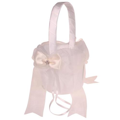 Bloemenmandje Ivoorkleurig met Organza Strik, Pareltjes en S, Kleding | Dames, Trouwkleding en Trouwaccessoires, Nieuw, Ophalen of Verzenden