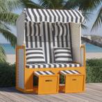 vidaXL Strandstoel met kussens poly rattan en hout wit en, Verzenden, Nieuw