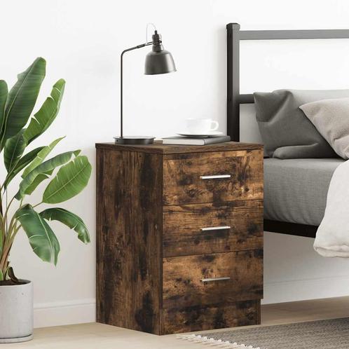 vidaXL Nachtkastje 38x35x56 cm bewerkt hout gerookt, Huis en Inrichting, Slaapkamer | Nachtkastjes, Nieuw, Minder dan 45 cm, Hout
