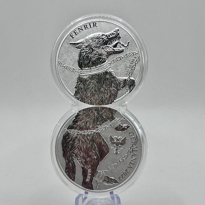 Duitsland. 5 Mark 2022 Germania Beasts – Fenrir 2x1 oz, Postzegels en Munten, Munten | Europa | Niet-Euromunten