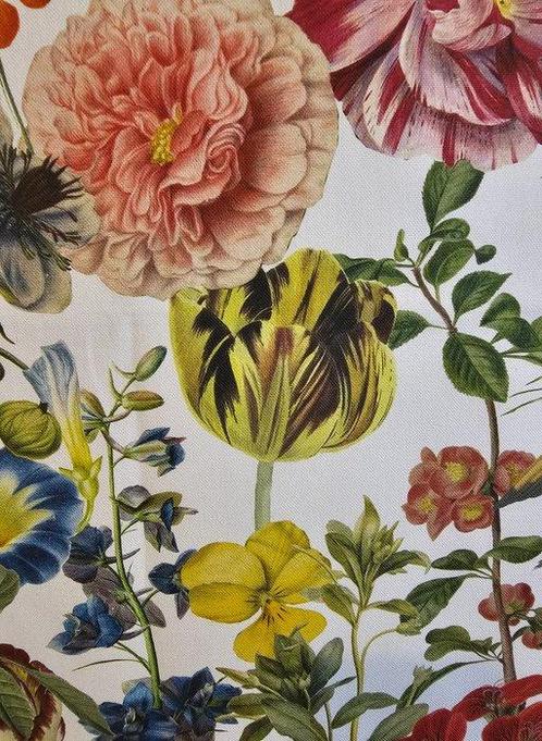 Exclusief bloemstof Art Dèco - tulpen, papegaaien -, Antiek en Kunst, Antiek | Kleden en Textiel