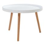 Salontafel Bongard rond Ø60x45 cm wit en naturel [en.casa], Verzenden, Nieuw