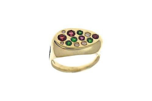 Ring - 9 kt. Geel goud - 0.50ct. tw. Toermalijn - Diamant, Sieraden, Tassen en Uiterlijk, Ringen