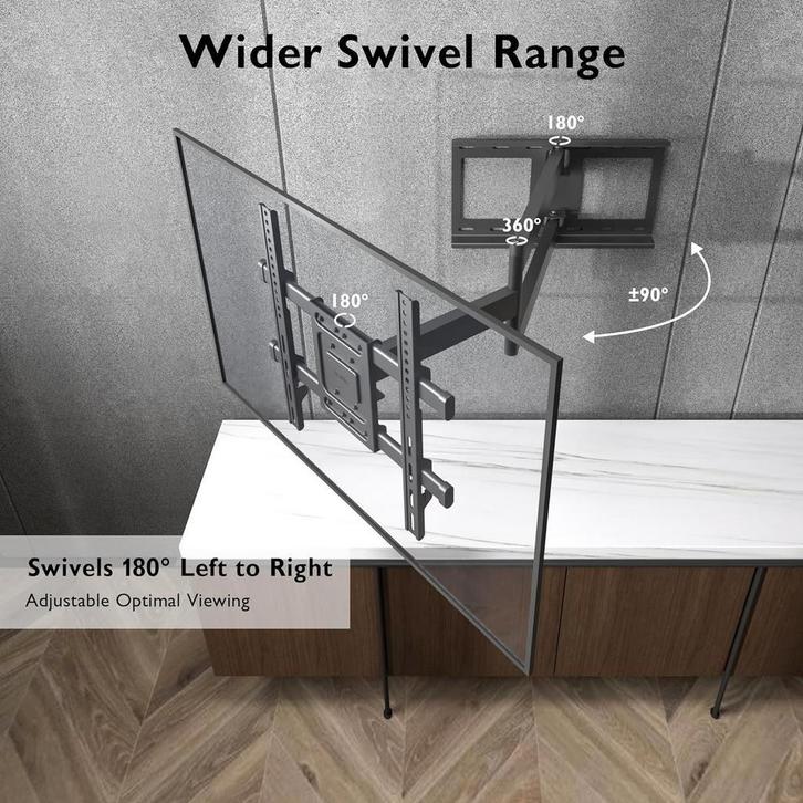 TV muurbeugel met extra lange scharnierarm 850 mm voor 32-70, Audio, Tv en Foto, Televisiebeugels, Nieuw, Verzenden