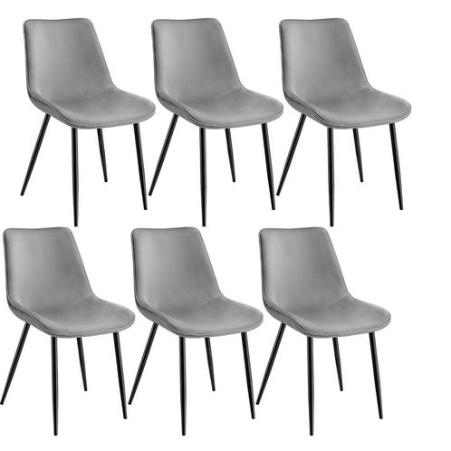 Set stoelen Monroe fluweellook - grijs, Set van 6, Huis en Inrichting, Stoelen, Verzenden