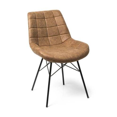 Eetkamerstoel suedine - cognac - 81x52x57 cm, Huis en Inrichting, Stoelen, Verzenden