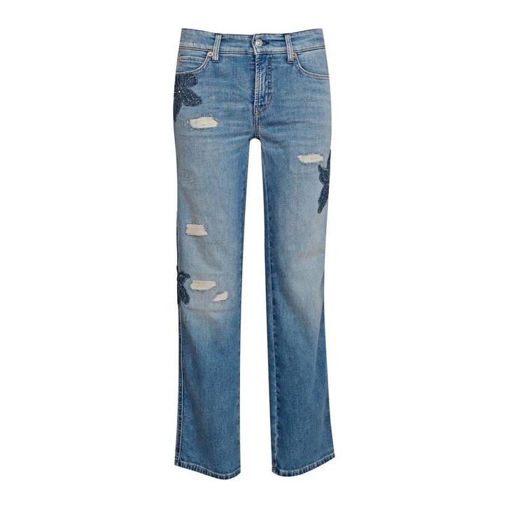 Cambio • blauwe Paris Straight Ancle jeans bloem • 36, Kleding | Dames, Broeken en Pantalons, Blauw, Nieuw, Maat 36 (S), Verzenden
