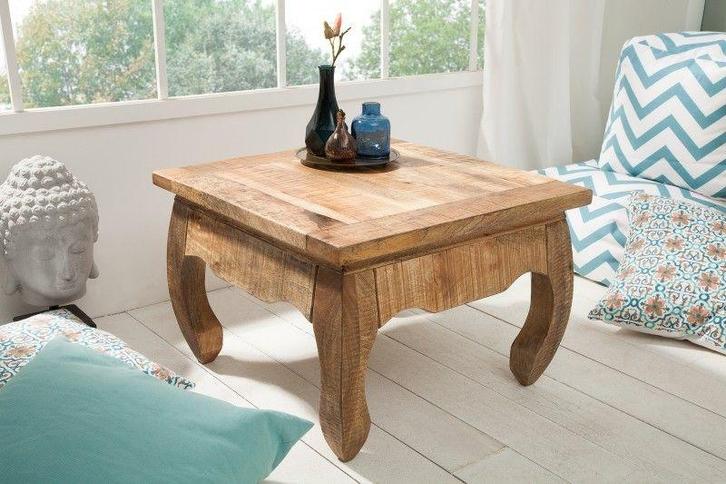 Massieve salontafel OPIUM ANTIQUE Bijzettafel van natuurlijk, Huis en Inrichting, Tafels | Salontafels, Ophalen of Verzenden