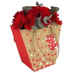 Bloementas geschenktas kraft met hartjes 20*20*11*12 label, Ophalen of Verzenden, Nieuw