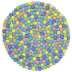 Vilten Onderzetter Rond - Bolletjes Volle Pastelkleuren - 40, Ophalen of Verzenden, Nieuw