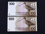 Nederland. - 2 x 100 Gulden 1977 - De Snip - Pick 97, Postzegels en Munten, Bankbiljetten | Europa | Niet-Eurobiljetten