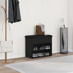 vidaXL Opslagbank 60x30x48 cm bewerkt hout zwart, Huis en Inrichting, Banken | Voetenbanken en Poefen, Verzenden, Nieuw
