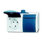 Busch Jaeger Ocean dubbele wandcontactdoos horizontaal IP44, Ophalen of Verzenden, Nieuw