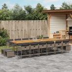 vidaXL 17-delige Tuinset met kussens poly rattan grijs, Tuin en Terras, 6 zitplaatsen, Nieuw, Tuinset, Verzenden